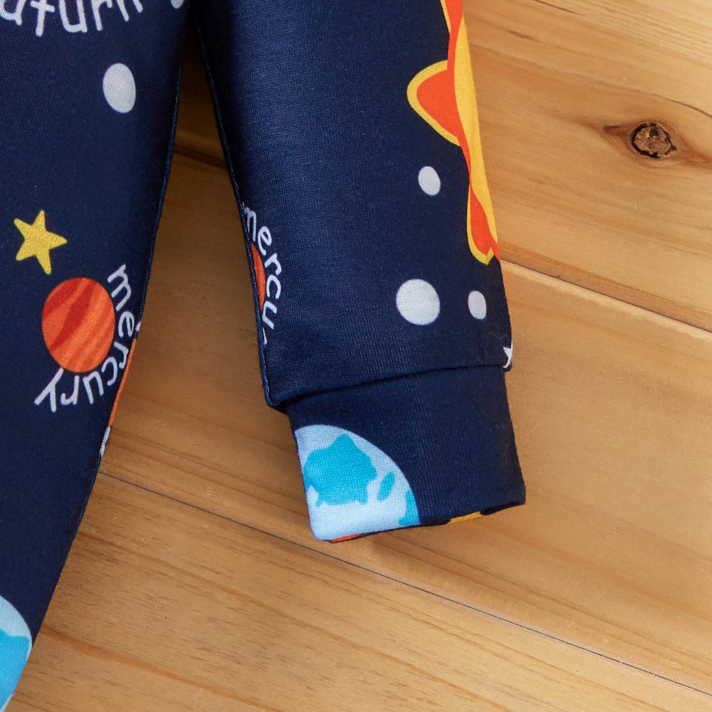 Baby Boy Solar System Planets and Letter Dark Blue Jumpsuit - The Floratory