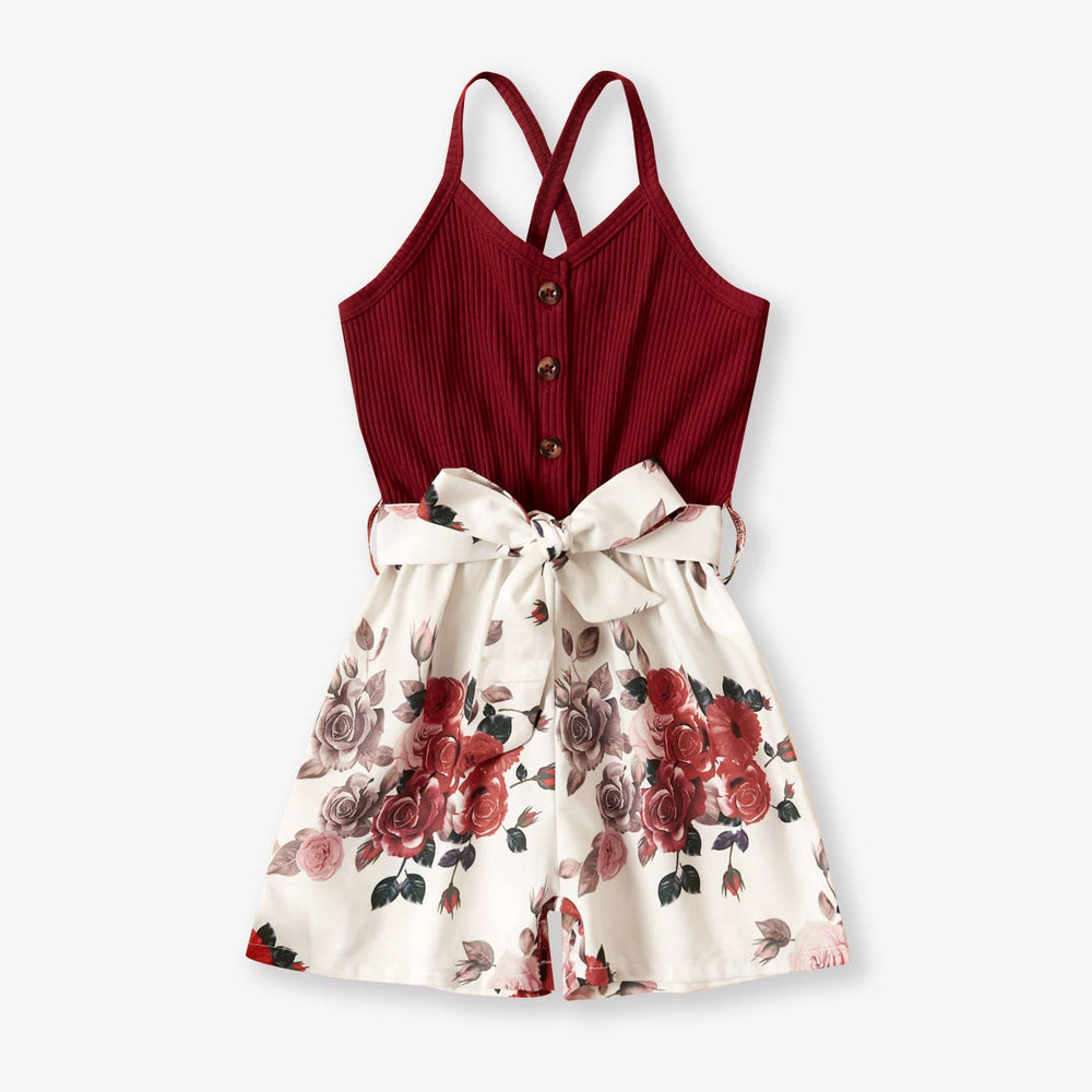 Baby / Toddler Girl Bowknot Floral Jumpsuit - The Floratory