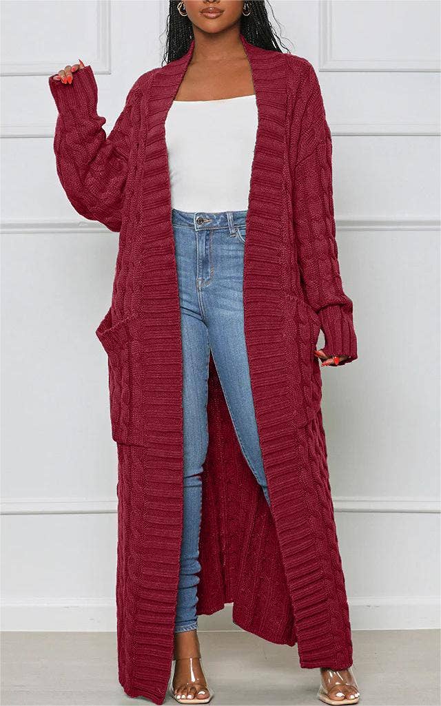 Loose coat knitted cardigan long twist sweater jacket women - The Floratory