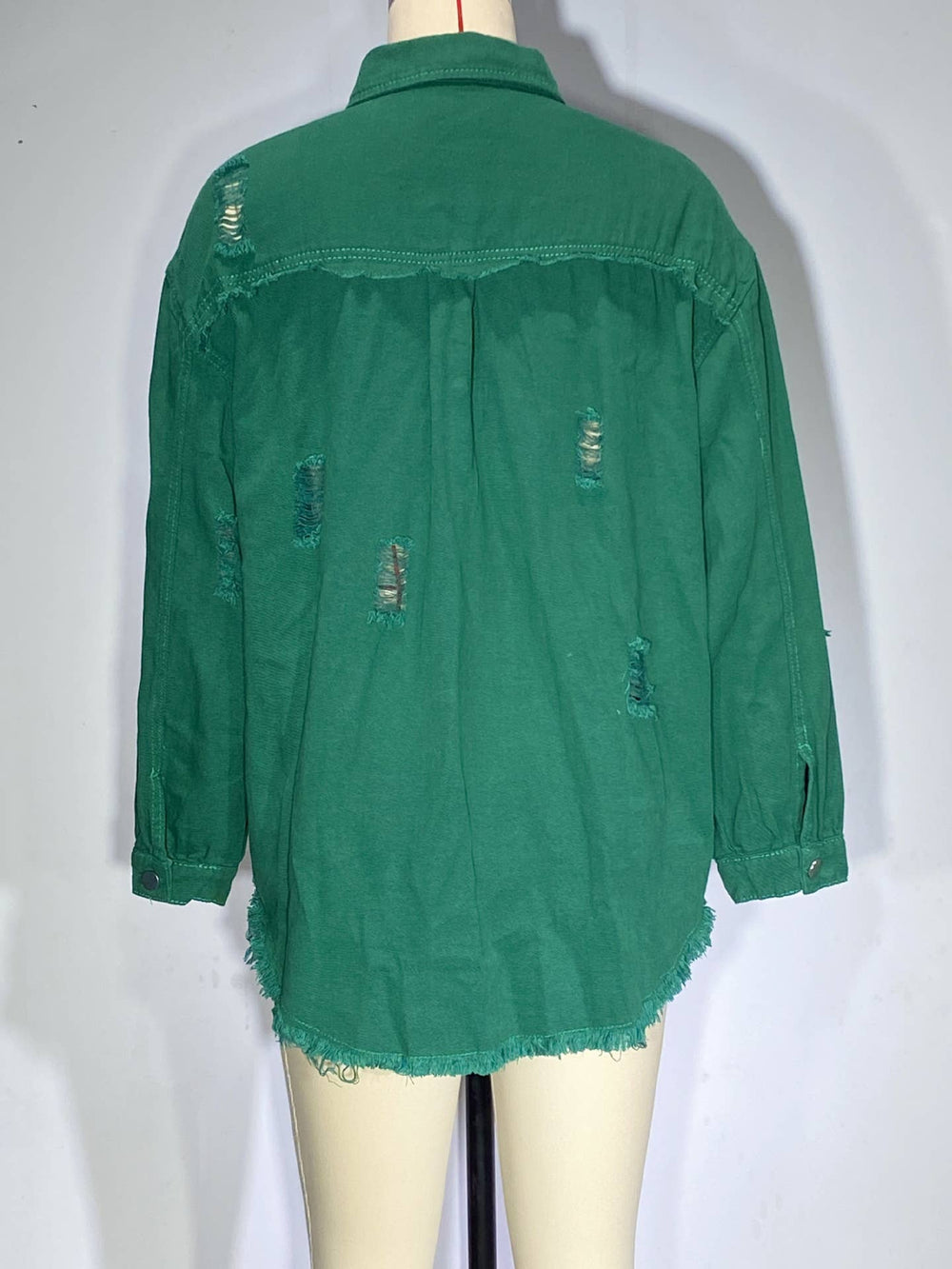 Ripped denim jacket shacket vintage  roll-lapel top coat - The Floratory