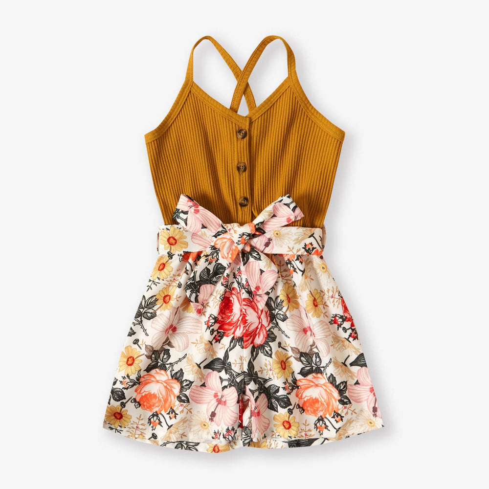 Baby / Toddler Girl Bowknot Floral Jumpsuit - The Floratory