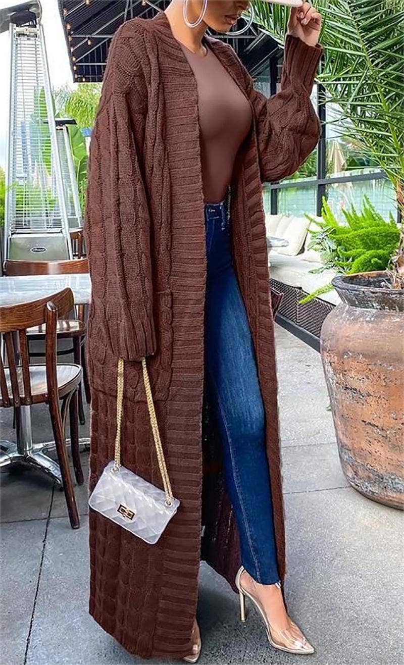 Loose coat knitted cardigan long twist sweater jacket women - The Floratory