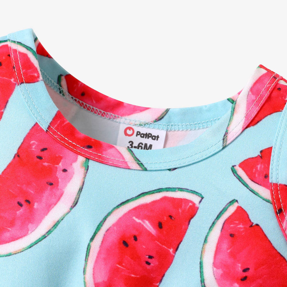 Baby Girl Allover Watermelon Pom Poms Romper - The Floratory