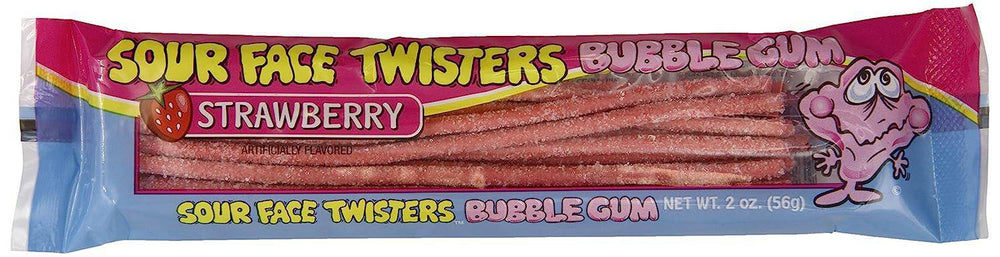 Face Twisters Sour Strawberry Bubble Gum Straws - The Floratory