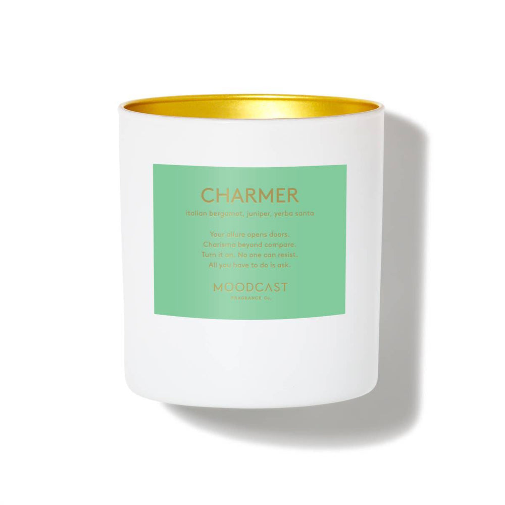 Charmer - White/Gold 8oz Coconut Wax Candle - The Floratory