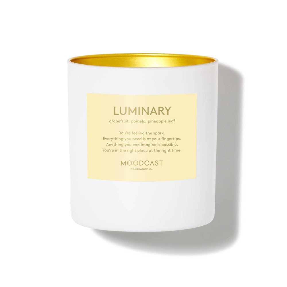 Luminary - White/Gold 8oz Coconut Wax Candle - The Floratory