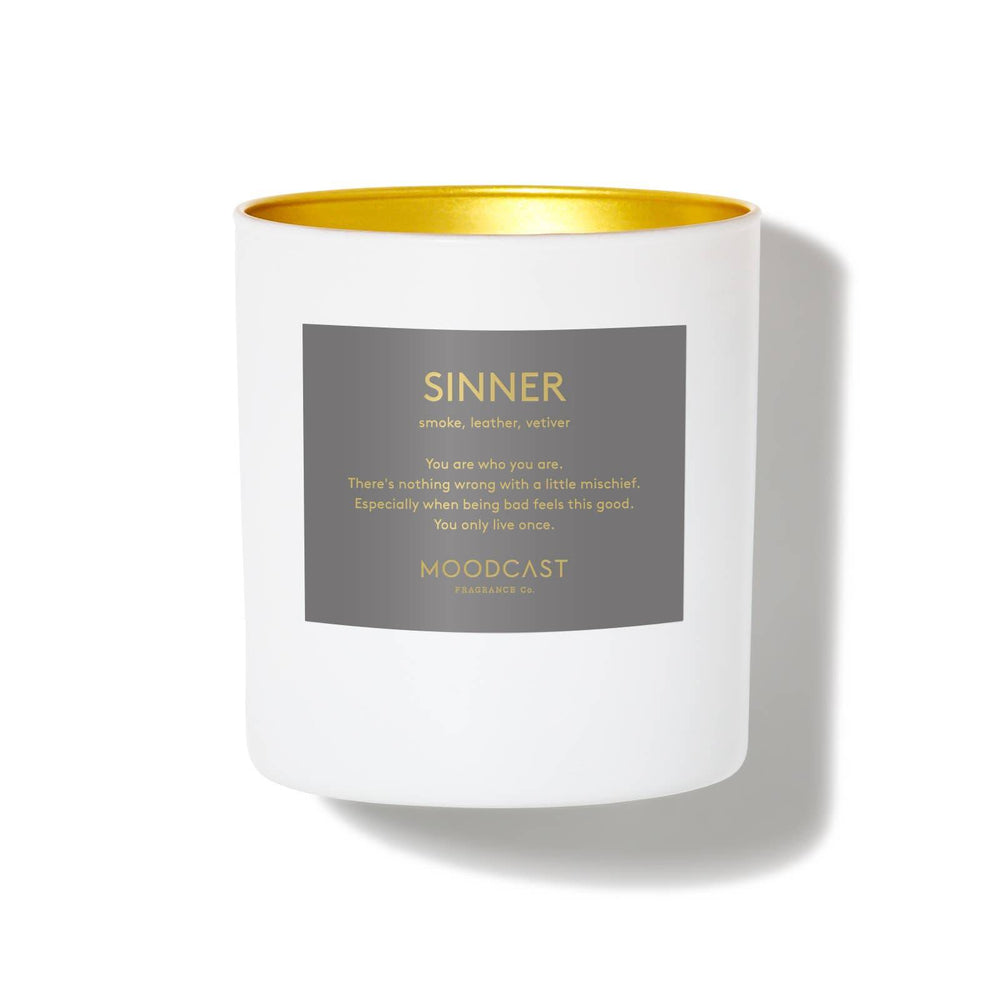 Sinner - White/Gold 8oz Coconut Wax Candle - The Floratory
