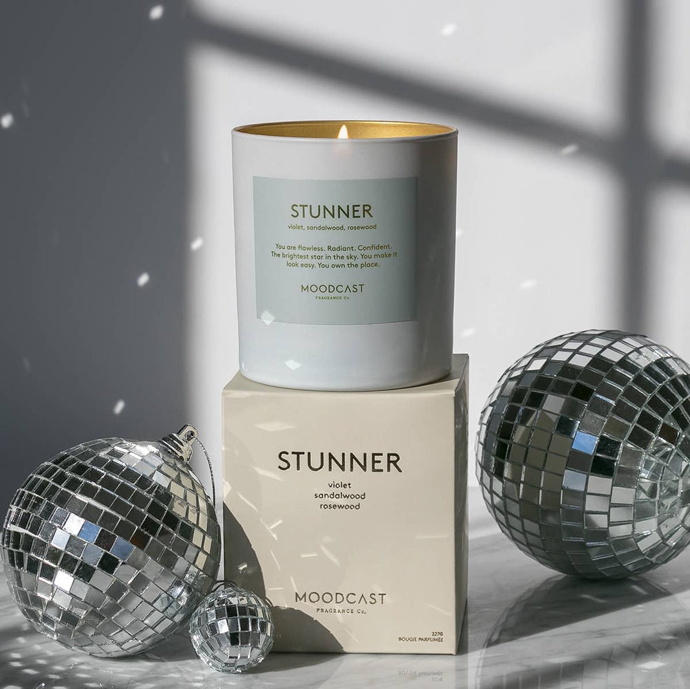 Stunner - White/Gold 8oz Coconut Wax Candle - The Floratory