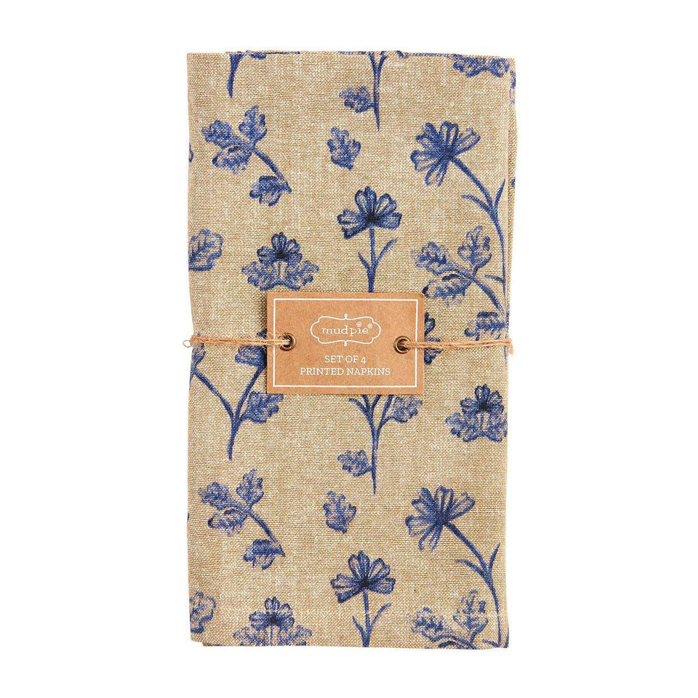 Blue Floral Cloth Napkins - The Floratory
