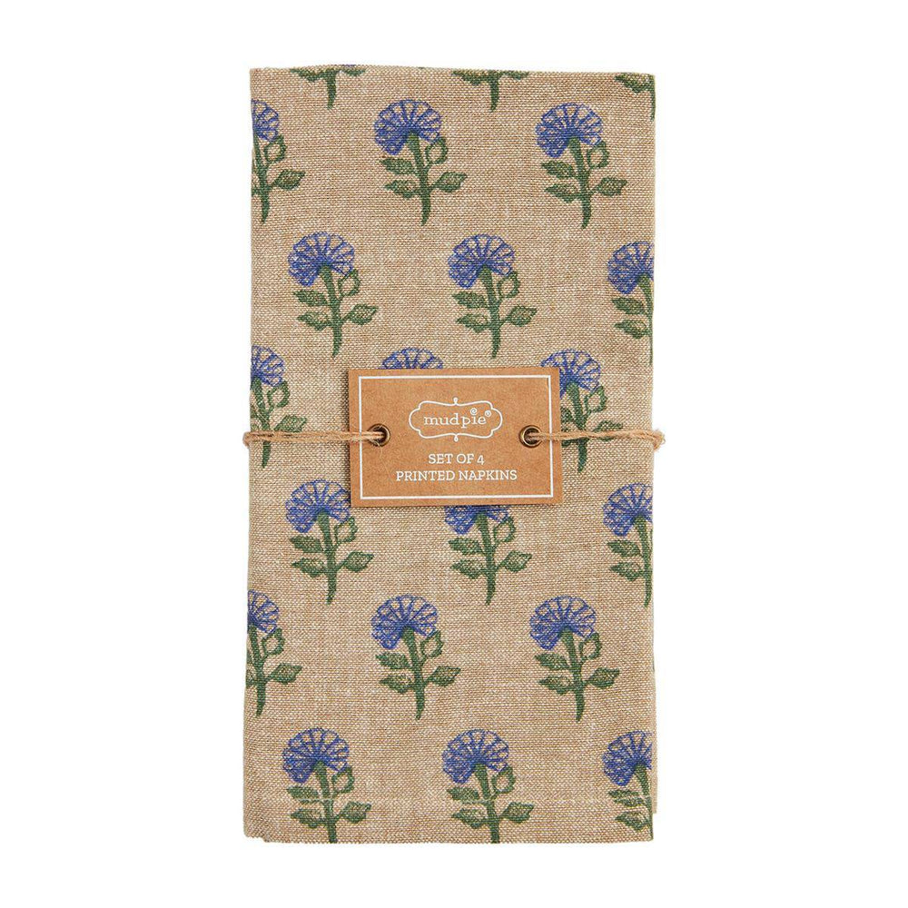 Blue Floral Cloth Napkins - The Floratory