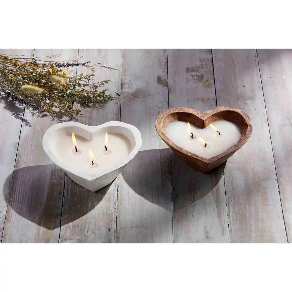 Natural Wood Heart  Candle - The Floratory