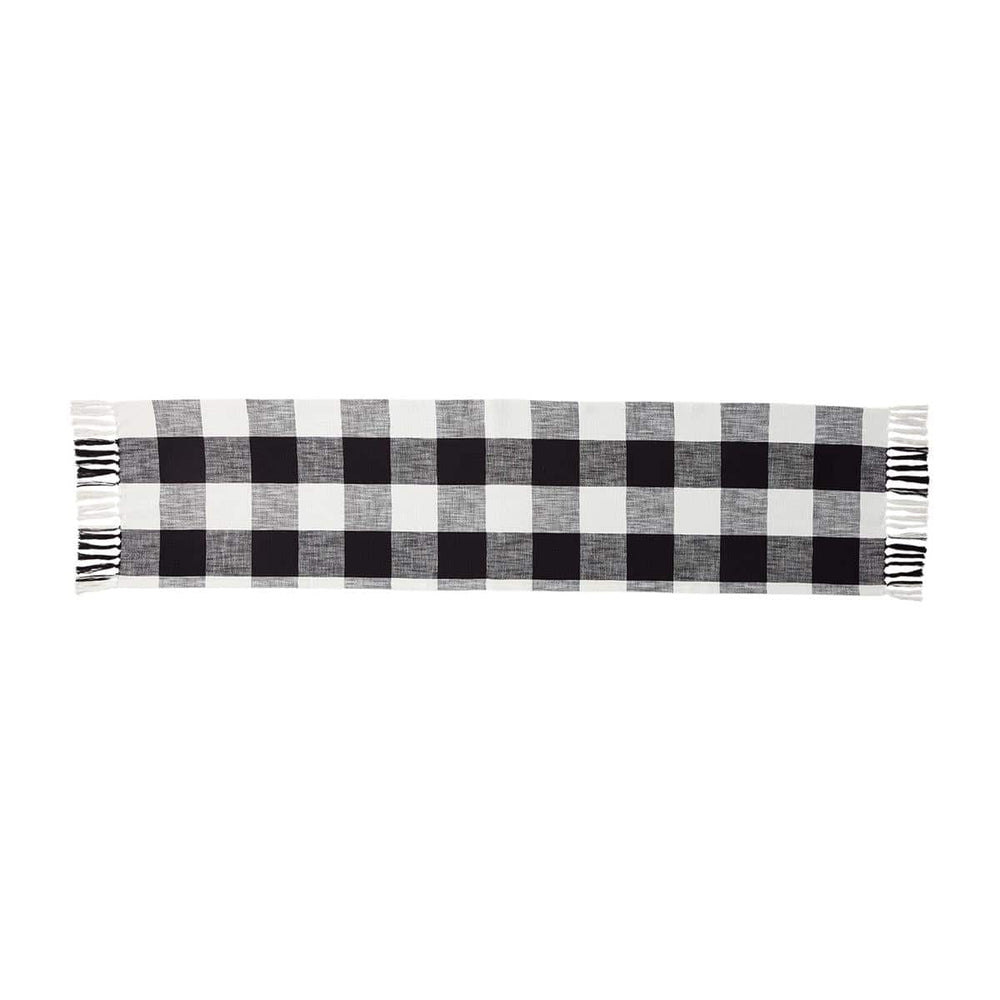 Black Check Woven Table Runner - The Floratory