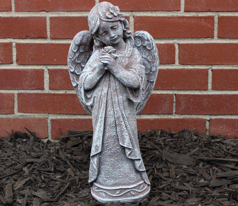 Concrete Rose Angel Statue - The Floratory