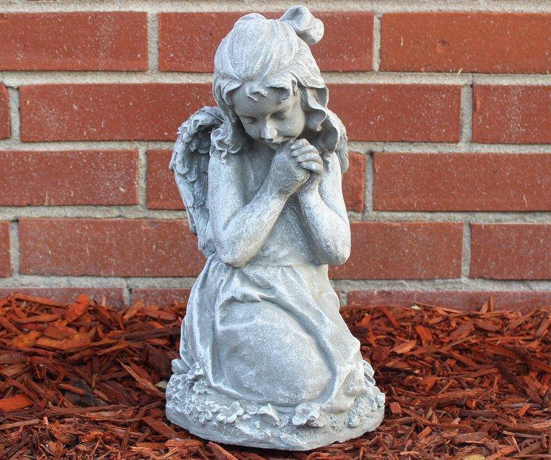 Memorial Garden Stone Girl with Bow - The Floratory