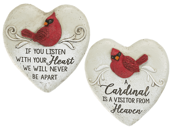 A Cardinal is a Visitor Heart Stone - Village Floral Designs and Gifts