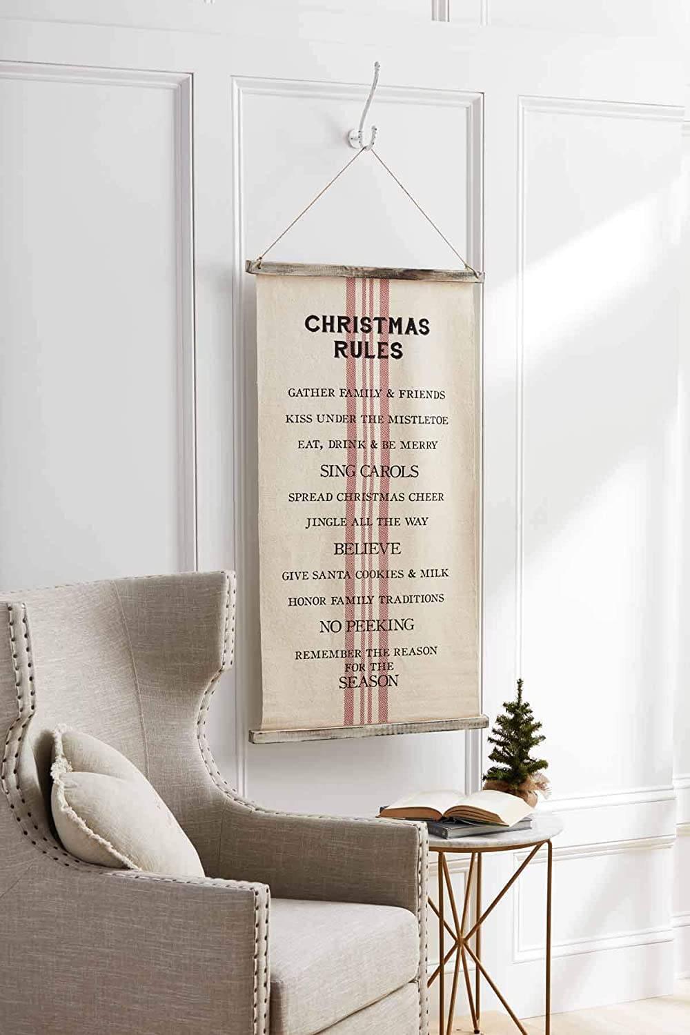 Holiday Rules Fabric Hanger - Village Floral Designs and Gifts