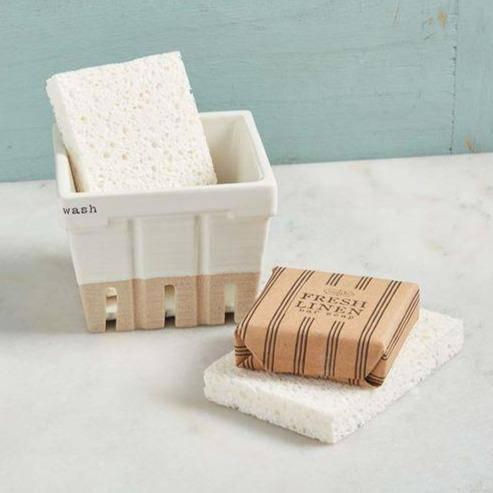 Stoneware Soap & Sponge Basket Set - Village Floral Designs and Gifts
