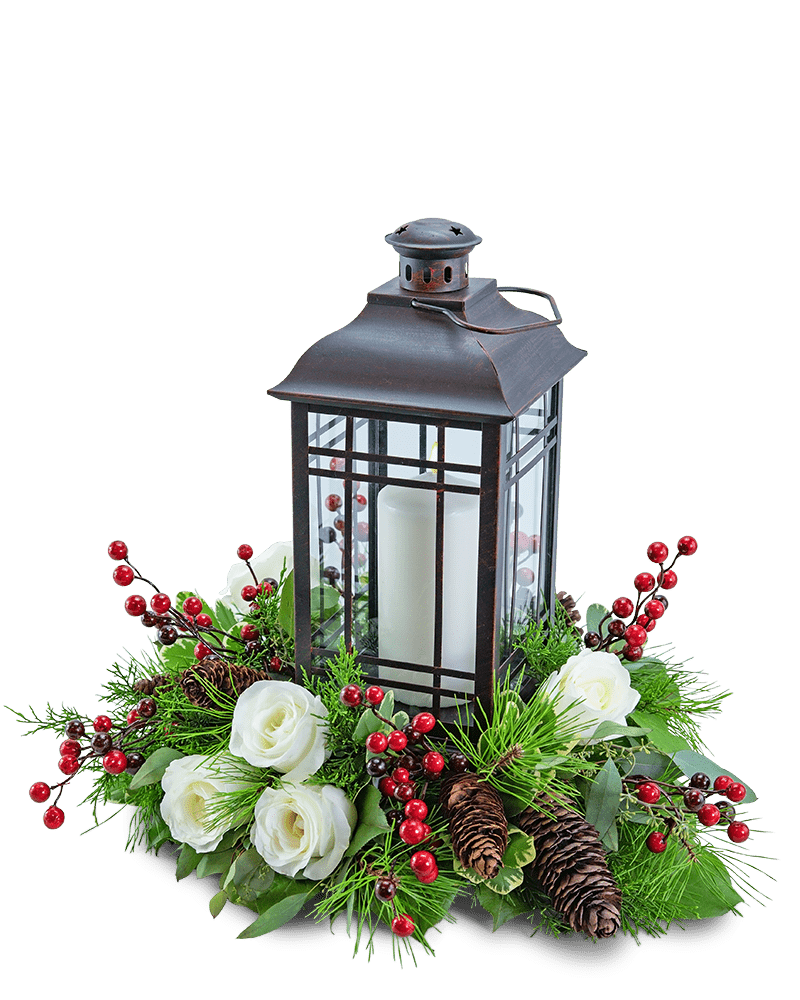 Hollyberry Rose Lantern - Village Floral Designs and Gifts