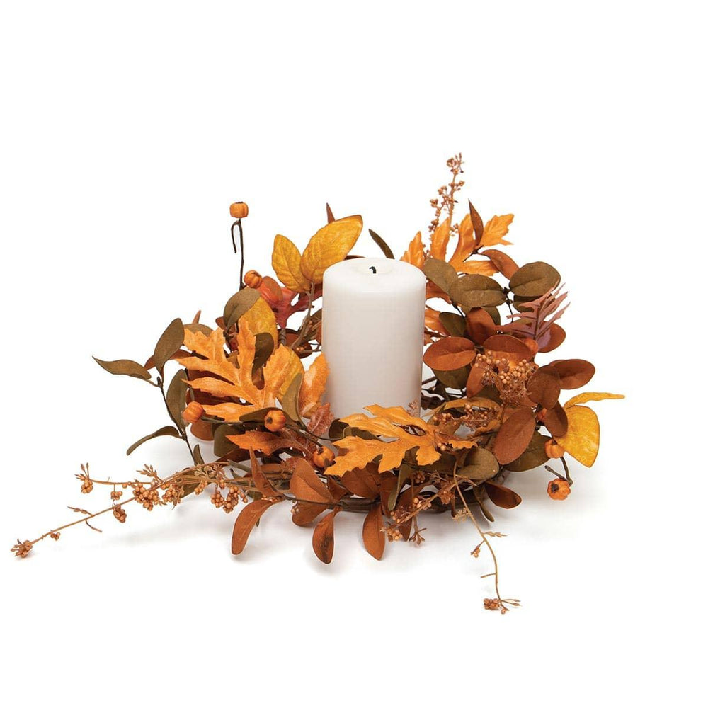 MIXED LEAF MINI WREATH/CANDLE RING - Village Floral Designs and Gifts
