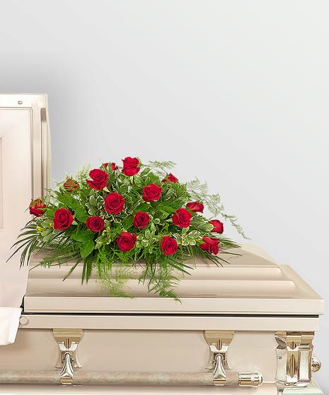 18 Red Roses Casket Spray