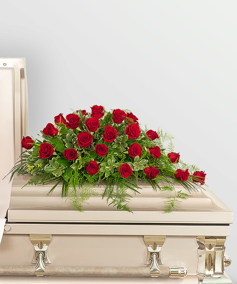 24 Red Roses Casket Spray