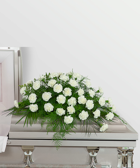 Peaceful in White Casket Spray