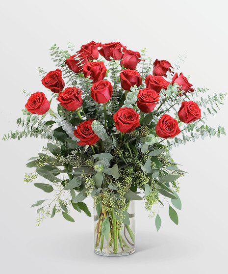 Red Roses with Eucalyptus Foliage (18)